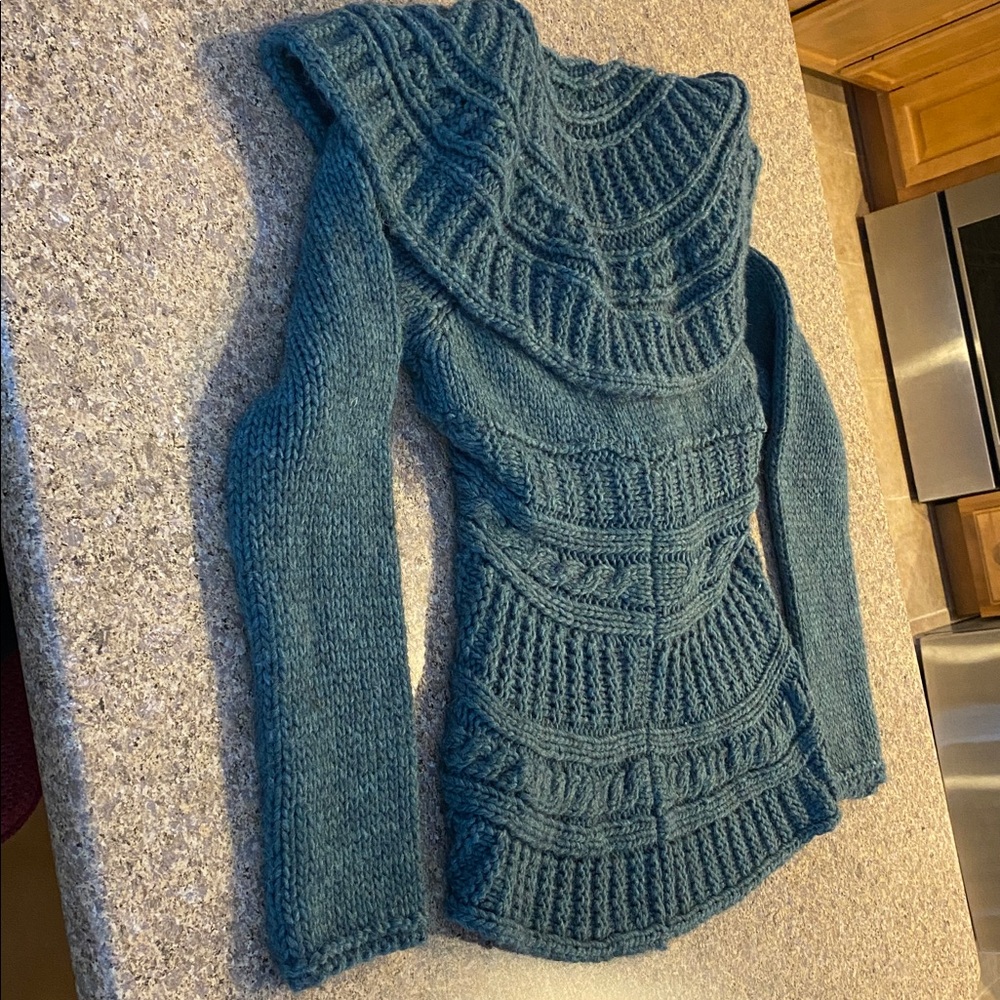 Elsamanda Knit Sweater Tie closure Ruffle or Shawl Collar Wool Alpaca Italy - Picture 10 of 17
